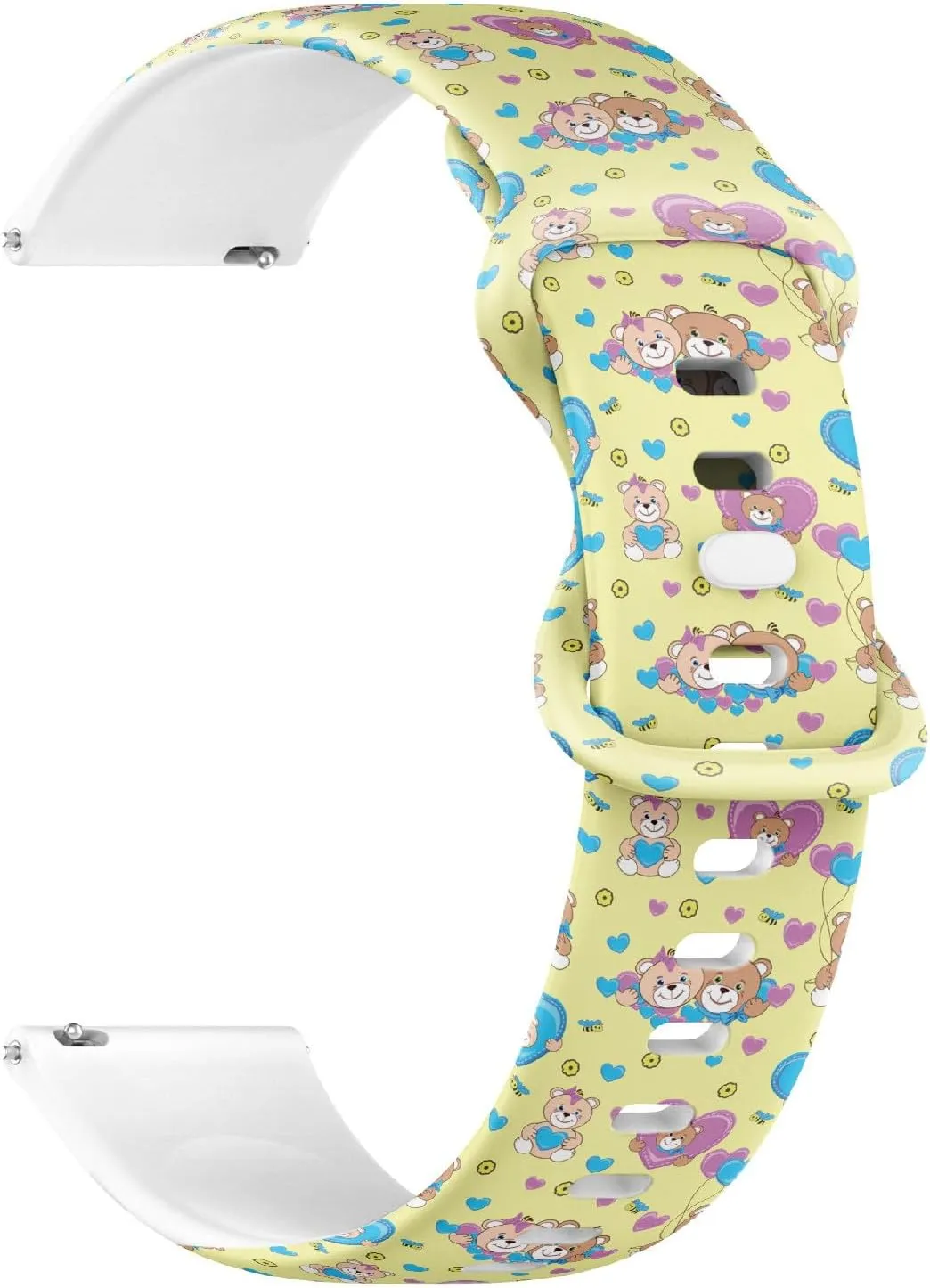 for Women$ Men 18mm Quick Release Soft Sillicone Sports Watch Band (Teddy Bears Colored) Replacement Rubber Strap germanium skin Bracelet 