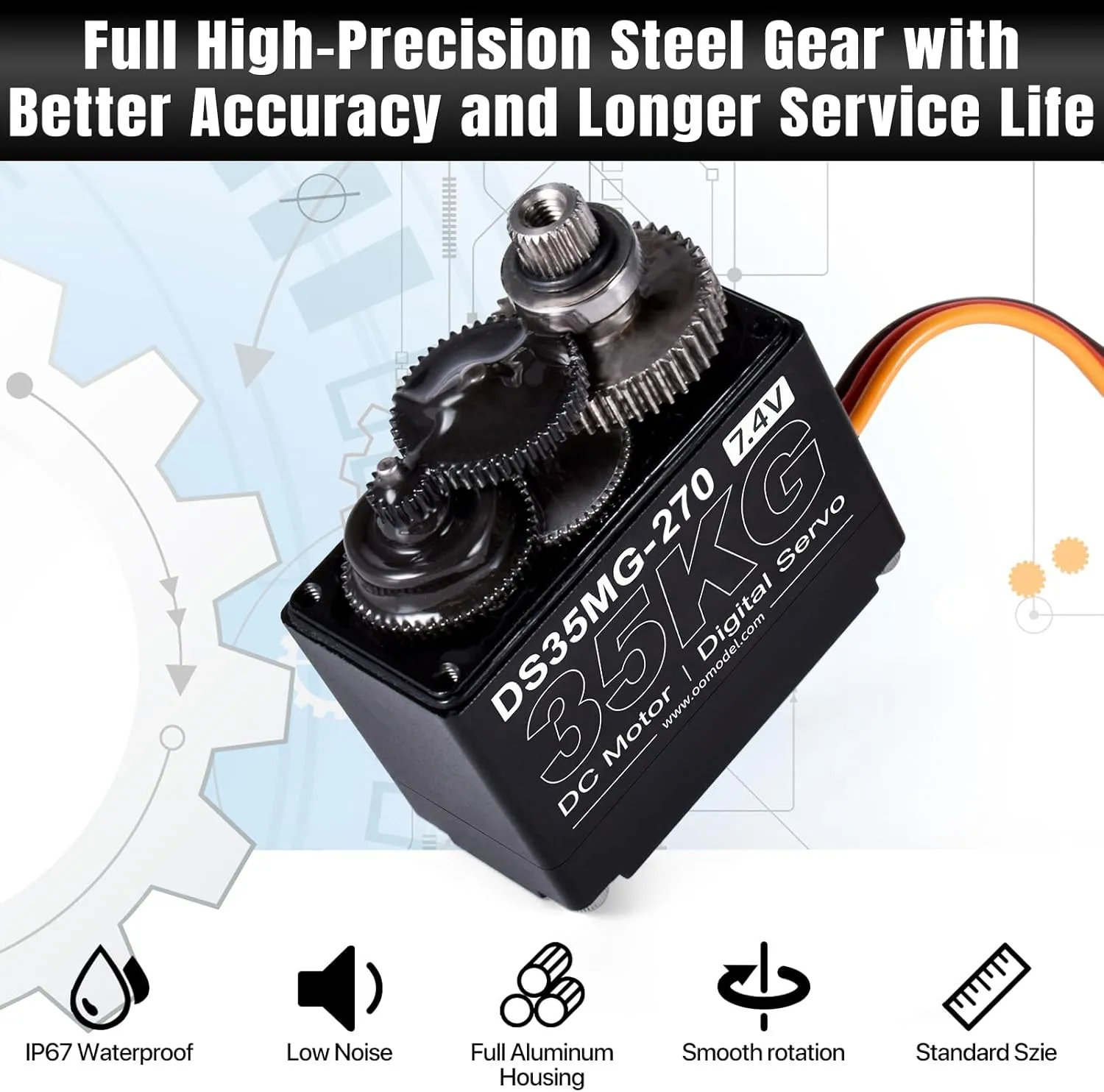 Full Metal Gear Digital High Speed arduino servo for 1/8 1/10 1/12 RC Cars, Crawler, Truck, Buggy, Robotic, Control Angle 270° Waterproof 35KG High Torque RC Steering Servo Motor, weary momentum extracurricular showman Powerful & Fast 