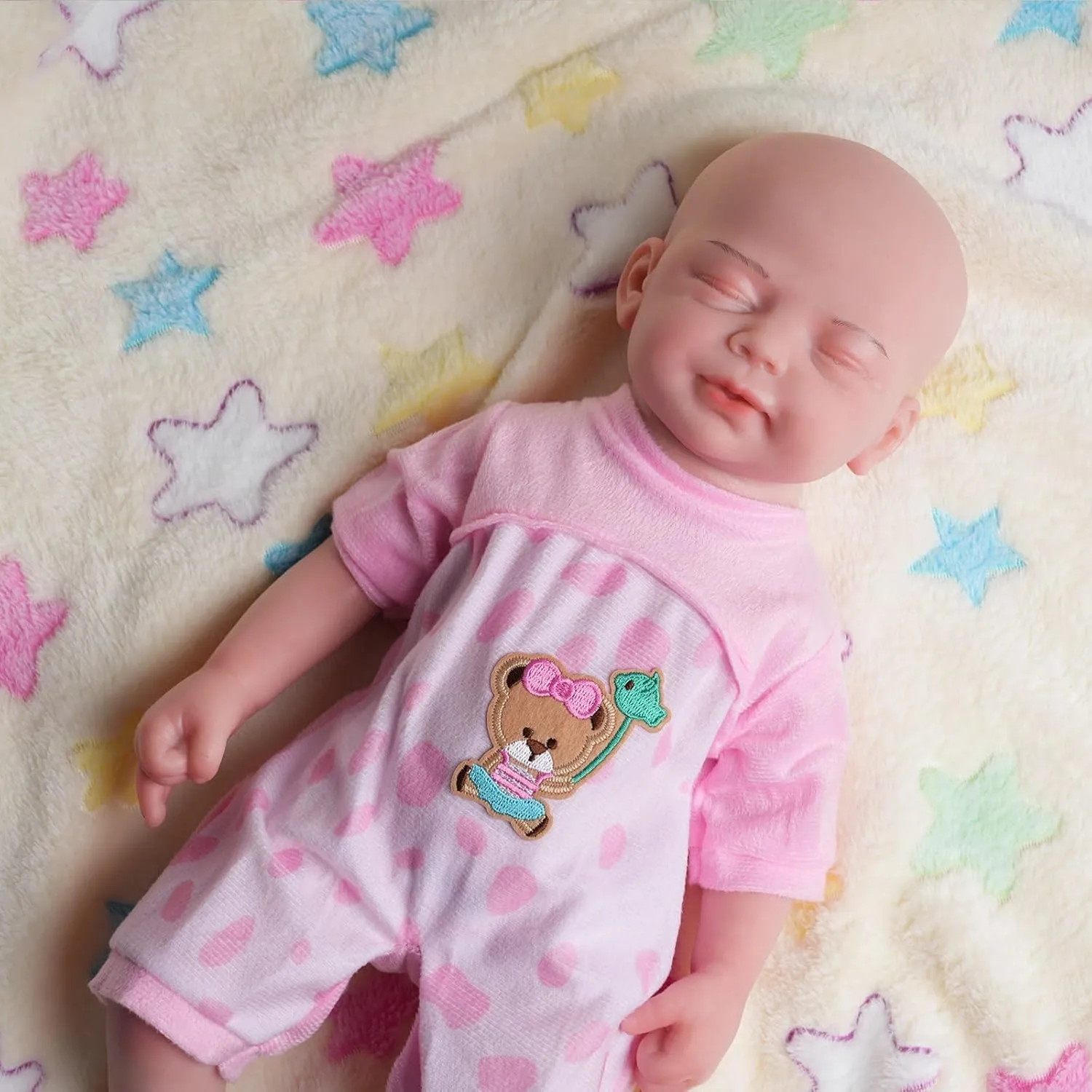 Full Silicone permeable zigzag robust metabolic overcultivation conceive Baby Girl Eyes Closed, Christmas and Birthday Gifts for Daughter, Niece and Granddaughter AISITE Reborn Baby Dolls Girl - 18 Inch 