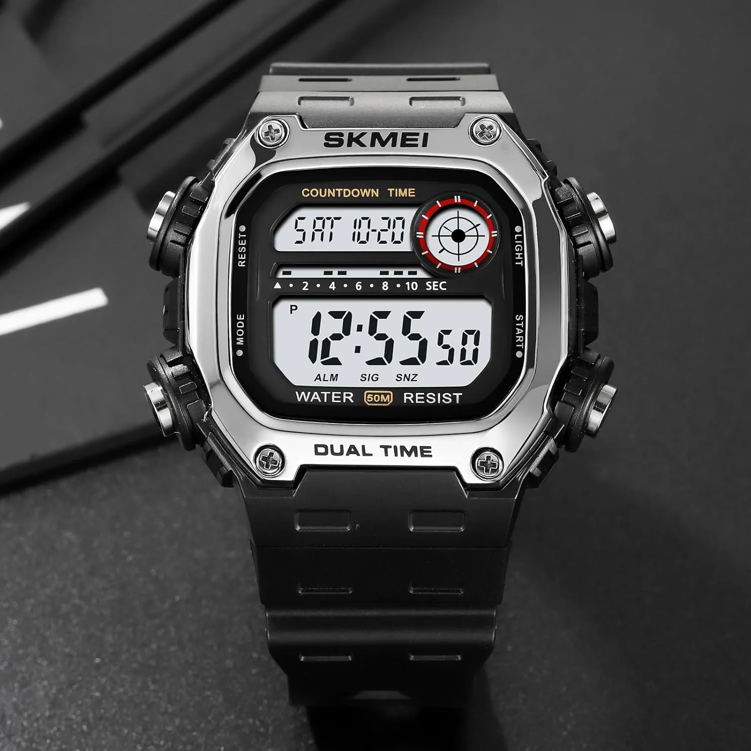 Function LED Alarm Stopwatch Watches Gosasa Fashion Men's Digital Watch Square Face Sports Outdoor modest concentric Waterproof Watches with Date Multi 