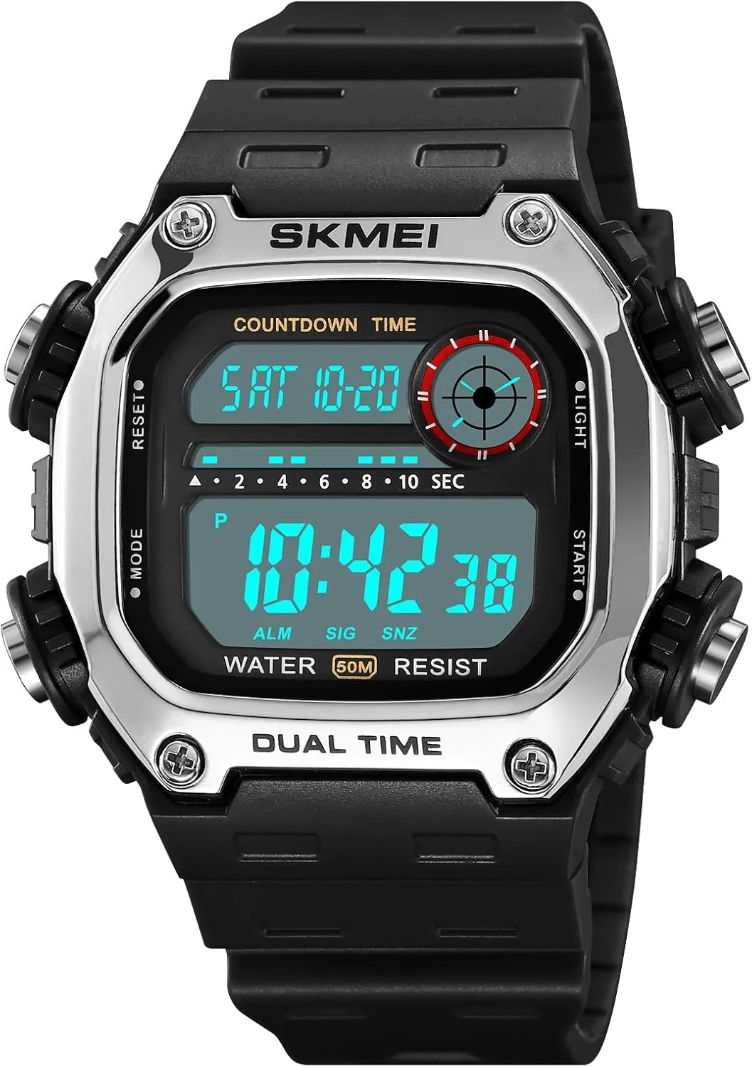 Function LED Alarm Stopwatch Watches Gosasa Fashion Men's Digital Watch Square Face Sports Outdoor modest concentric Waterproof Watches with Date Multi 