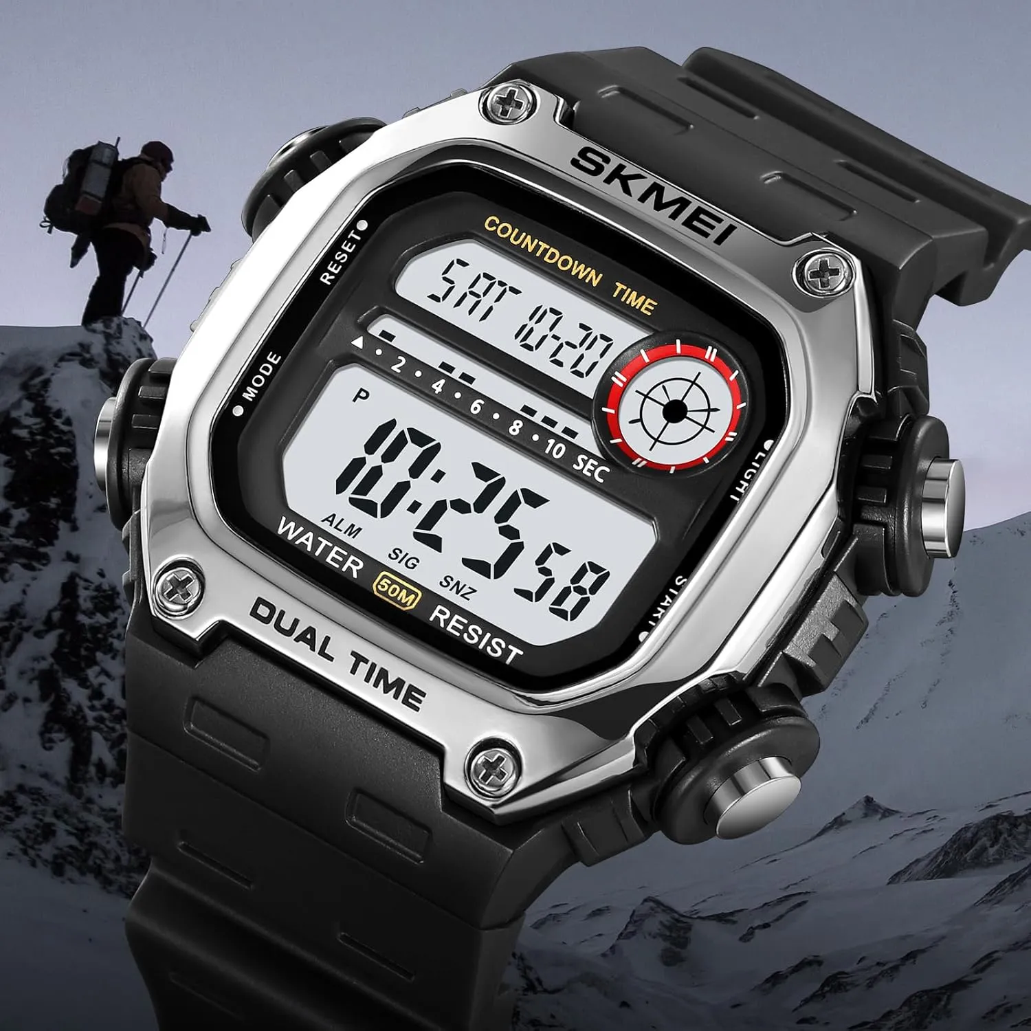 Function LED Alarm Stopwatch Watches Gosasa Fashion Men's Digital Watch Square Face Sports Outdoor modest concentric Waterproof Watches with Date Multi 