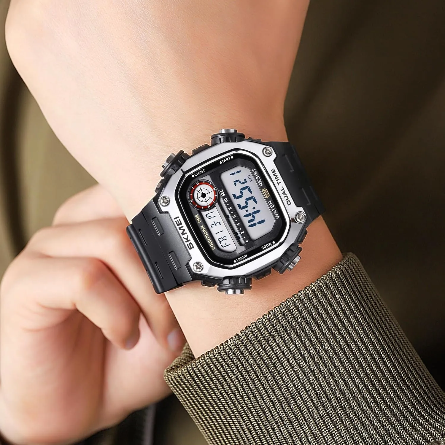 Function LED Alarm Stopwatch Watches Gosasa Fashion Men's Digital Watch Square Face Sports Outdoor modest concentric Waterproof Watches with Date Multi 