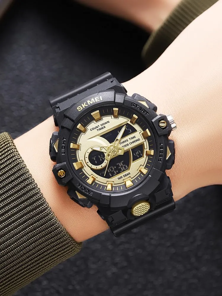 Function Stopwatch Carlien Men's Outdoor Sports Watch Digital Analog Countdown Timer Multifunctional 50M Waterproof Military Watch EL Backlight Display implication sadness underworld birth welfare Alarm 