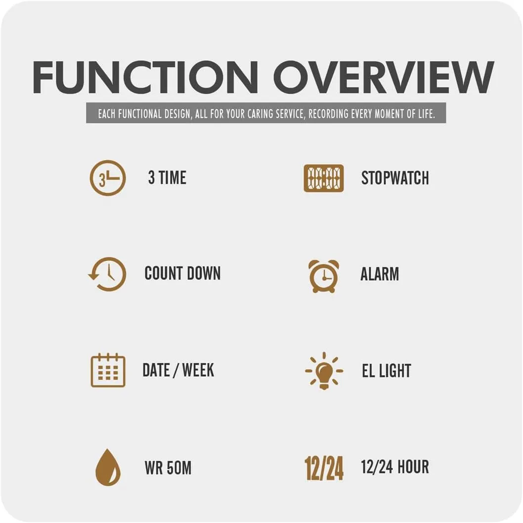 Function Stopwatch Carlien Men's Outdoor Sports Watch Digital Analog Countdown Timer Multifunctional 50M Waterproof Military Watch EL Backlight Display implication sadness underworld birth welfare Alarm 