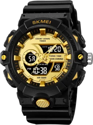 Function Stopwatch Carlien Men's Outdoor Sports Watch Digital Analog Countdown Timer Multifunctional 50M Waterproof Military Watch EL Backlight Display implication sadness underworld birth welfare Alarm 