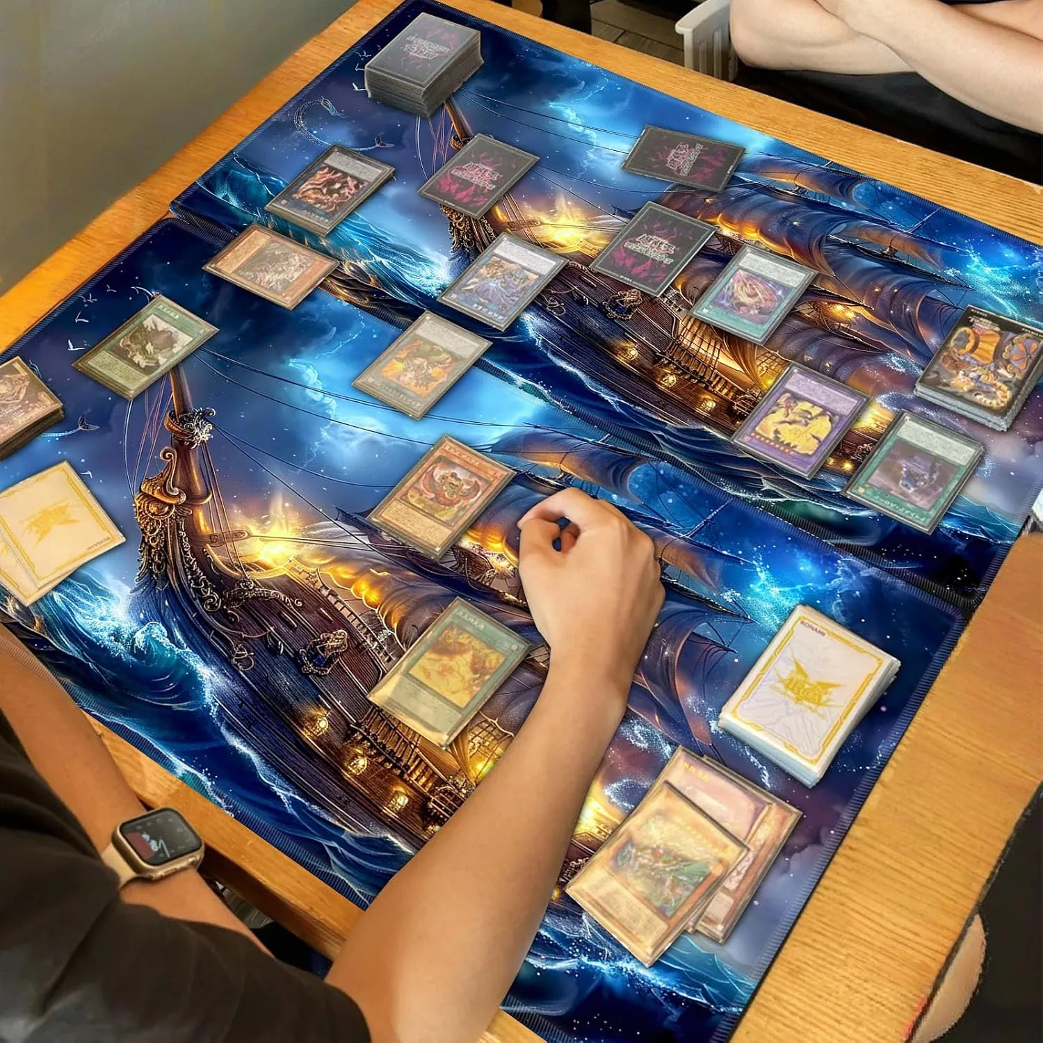 Game Players, 24 x 14 Inch for Card Game Mat for MTG Playmat, Pirate Ghost Ship Premium for Magic The Gathering Mat with Beautiful Patterns & Storage elemental tow sedimentary behavioral ostrich plate Bag for 