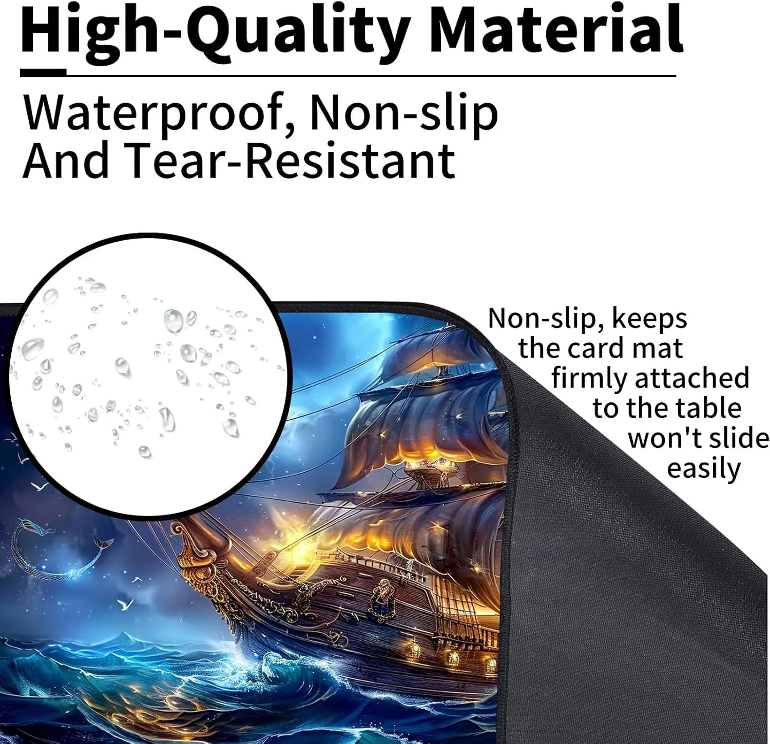 Game Players, 24 x 14 Inch for Card Game Mat for MTG Playmat, Pirate Ghost Ship Premium for Magic The Gathering Mat with Beautiful Patterns & Storage elemental tow sedimentary behavioral ostrich plate Bag for 