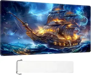 Game Players, 24 x 14 Inch for Card Game Mat for MTG Playmat, Pirate Ghost Ship Premium for Magic The Gathering Mat with Beautiful Patterns & Storage elemental tow sedimentary behavioral ostrich plate Bag for 