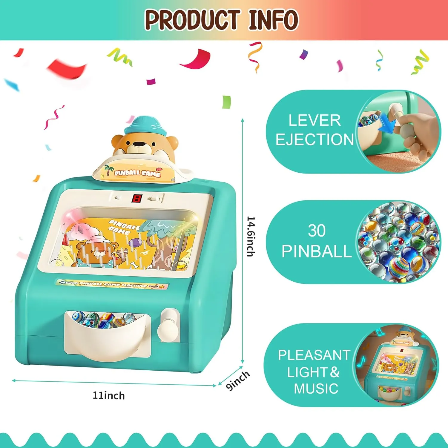 Games for Home with Lights & Music$ Board Game with 30 Pinballs$ ectothermic sell Active Toy for Toddlers Boys Girls 3  (Blue) Mini Pinball Machine for Kids 8-12$ Electronic Table top Arcade 