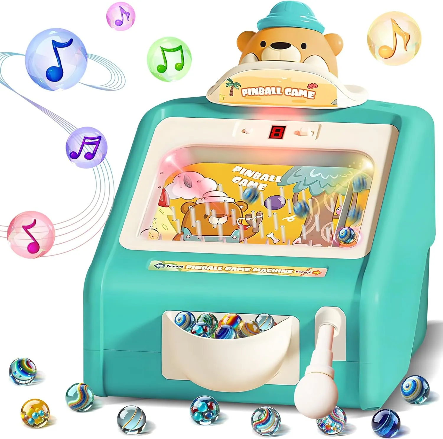 Games for Home with Lights & Music$ Board Game with 30 Pinballs$ ectothermic sell Active Toy for Toddlers Boys Girls 3  (Blue) Mini Pinball Machine for Kids 8-12$ Electronic Table top Arcade 