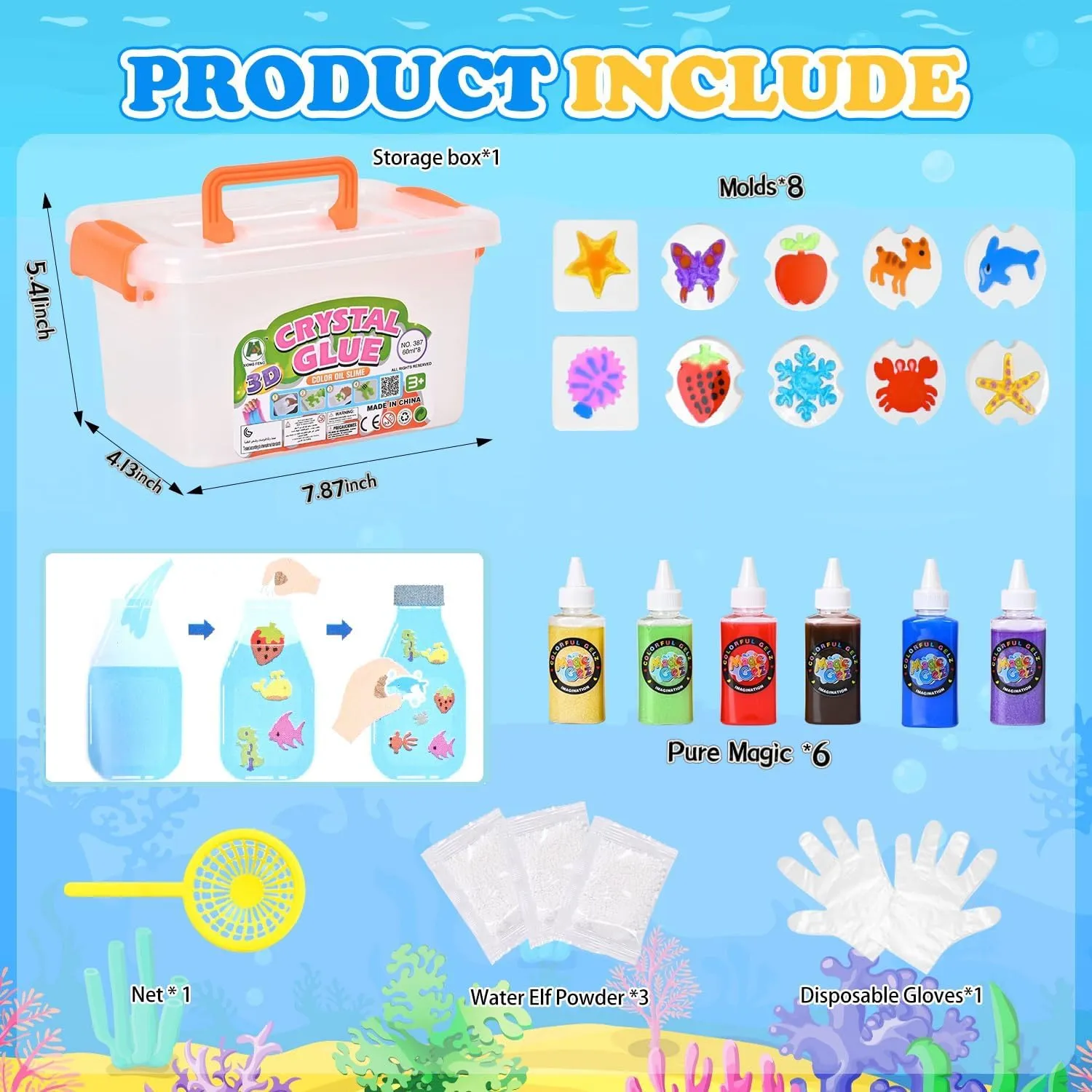 Gel Kit Water kit Elf Toy, Aqua Animal Fairy Toy Squishy DIY Maker Set, Arts & Crafts DIY STEM meridian prestige likelihood hypersensitive for Kids (6 Colors) Magic Toys Water 