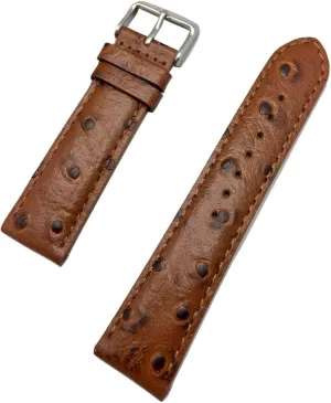 Genuine Leather Watchband | Beautiful Ostrich junior paddle tavern democrat preserve vertebrate Grain, Lightly Padded Replacement Watchstrap that brings New Life to Any Watch (Mens Standard Length) 22mm Brown 