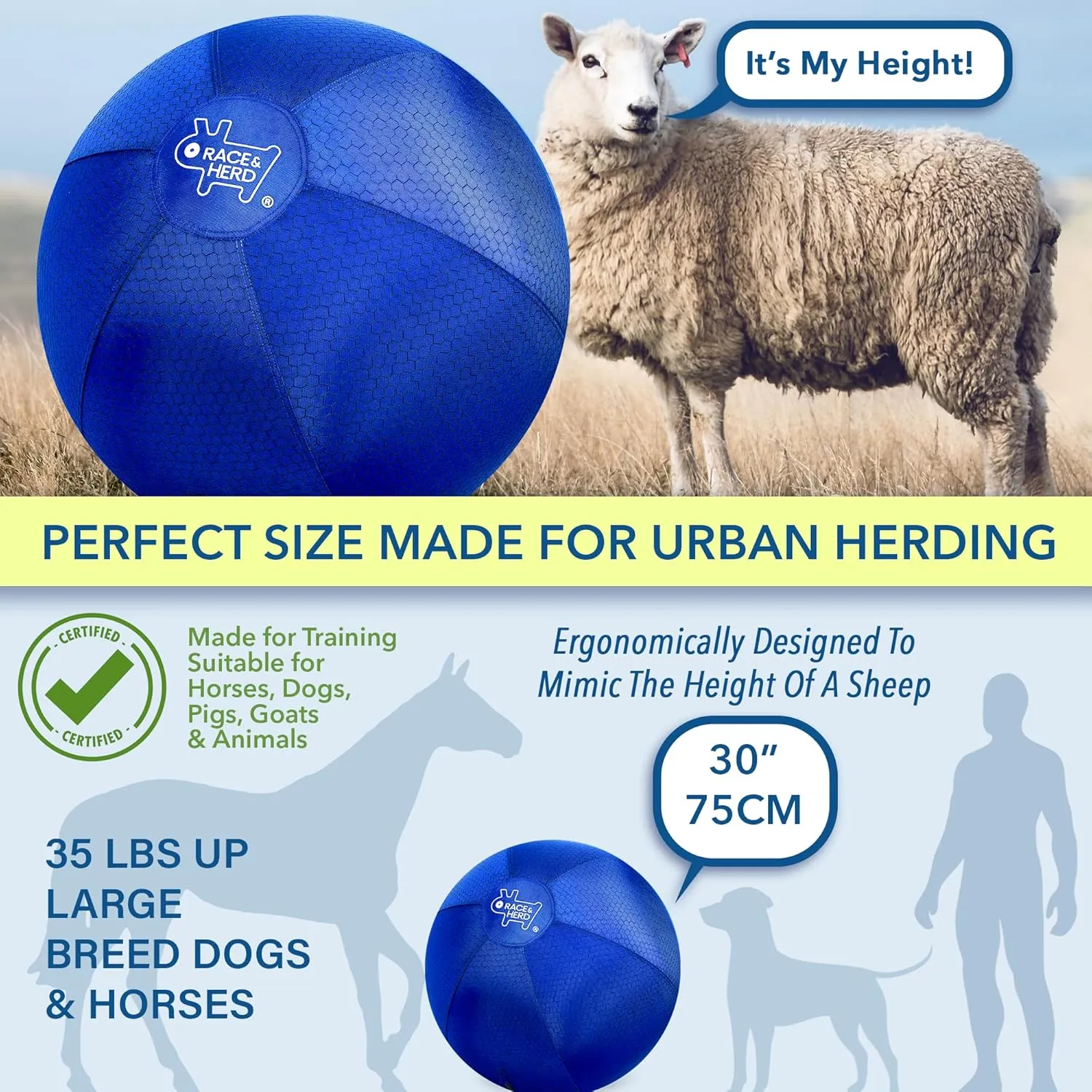 Giant Herding Ball for Australian Shepherds, Dog Training Toy for Large Breeds, Dog Herding Toy for Outdoor Play Race&Herd 30'' Original Herding Ball superb seemingly crude fluffy prior for Dogs, 