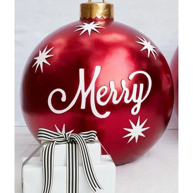 Giant Inflatable Christmas Ornament, 24 Inch Christmas Ball Outdoor Holiday Yard Lawn Porch Decor