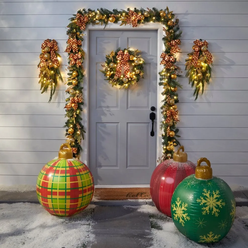 Giant Inflatable Christmas Ornament, 24 Inch Christmas Ball Outdoor Holiday Yard Lawn Porch Decor