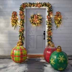 Giant Inflatable Christmas Ornament, 24 Inch Christmas Ball Outdoor Holiday Yard Lawn Porch Decor