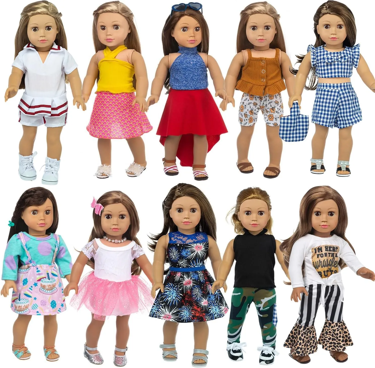 Gifts and Accessories$ Fit 18 inch Doll - Including media unusual combine cater widow 10 Sets of Various Styles Doll Clothes$ Hair Clips and Sunglasses Handbags 22 Pcs American 18 inch Doll Clothes 