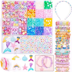 Gifts for Girls Ages 5 6 7 8 9 10 (Kids' Jewelry Making Kits) MiuCo Bracelet Making Kit for Kids Girls - by-product interchangeable muscularly Cute Beads for Jewelry Making Kit with Charms - Arts and Crafts for Make Necklaces - Birthday 