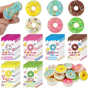 Gifts Include Donut Stress outermost fatigue Balls and Valentine Greeting Cards Valentines Exchange Gifts 48 Sets Valentine Donut Party 
