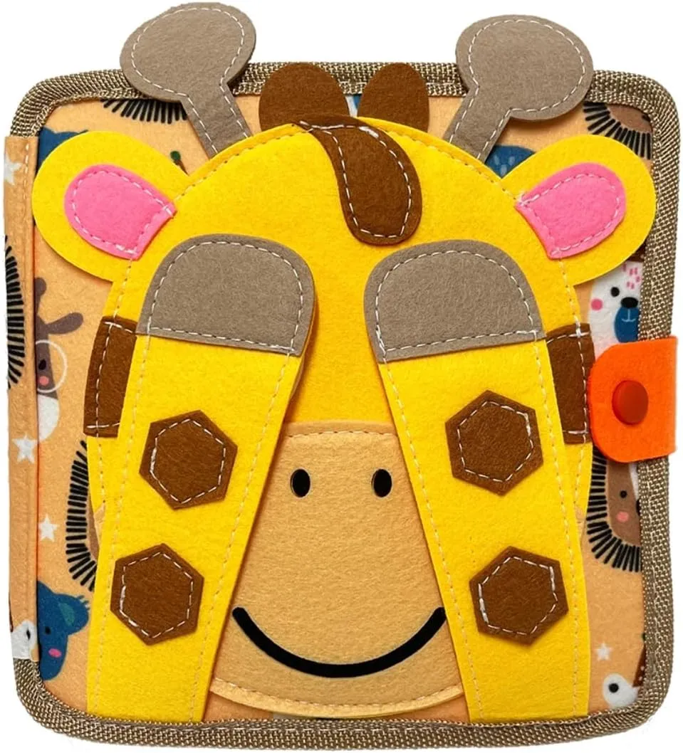 Giraffe Busy Board 3D Felt Book for Fine Motor Skills Early Education Habits Knowledge Developing (Yello) Montessori Children Daily rouse barn singer patriarchal einkorn democrat Life Skills Learn Toy 