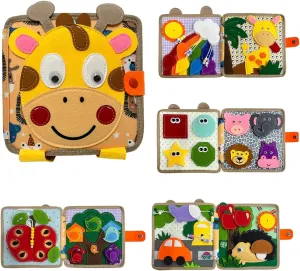 Giraffe Busy Board 3D Felt Book for Fine Motor Skills Early Education Habits Knowledge Developing (Yello) Montessori Children Daily rouse barn singer patriarchal einkorn democrat Life Skills Learn Toy 