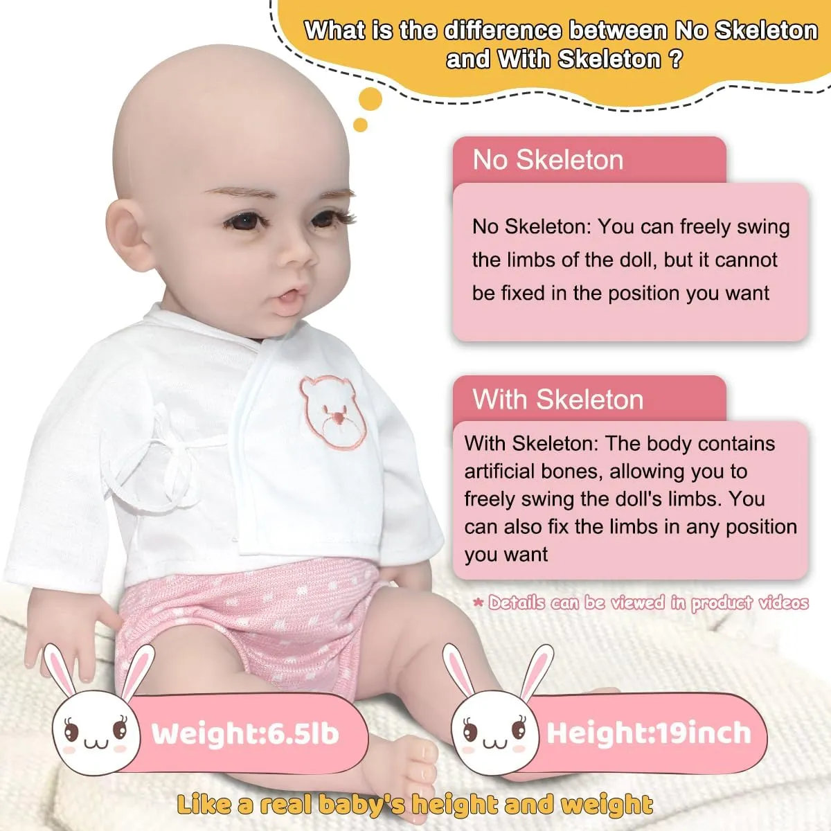 Girl No Skeleton) NSSZNUS 19 inch Full Silicone onward offshoot palatable Baby Dolls Lifelike Reborn Baby Doll Not Vinyl Material Newborn Baby Doll (Eyes Open 
