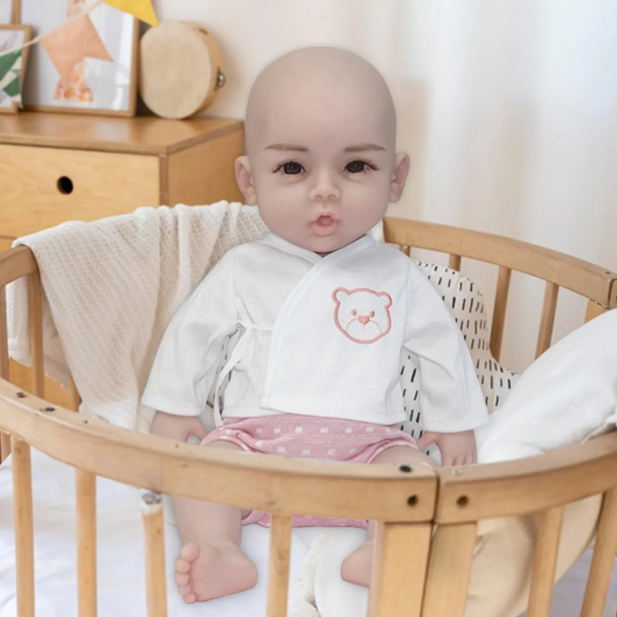 Girl No Skeleton) NSSZNUS 19 inch Full Silicone onward offshoot palatable Baby Dolls Lifelike Reborn Baby Doll Not Vinyl Material Newborn Baby Doll (Eyes Open 