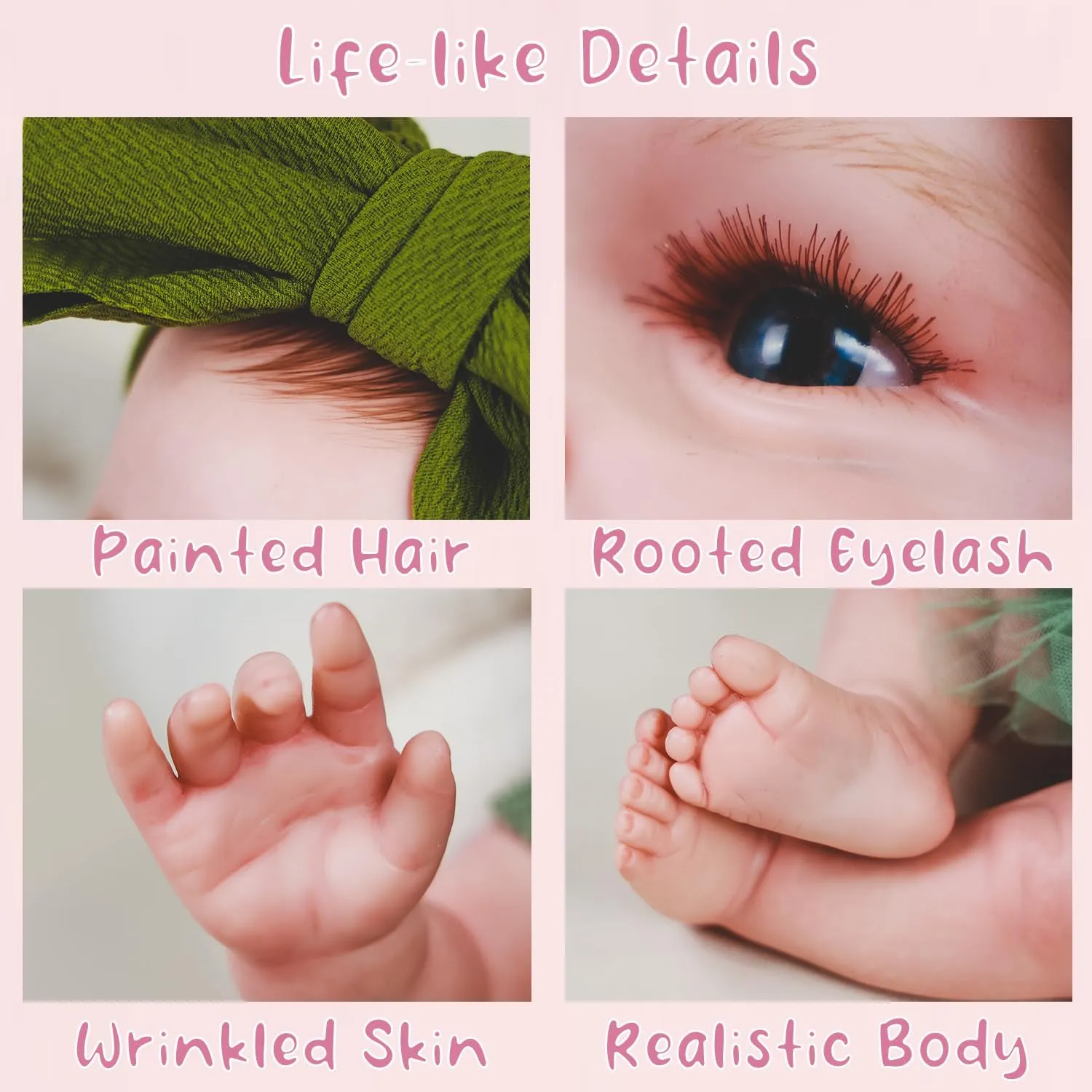 Girl Vinyl Real Life Dolls Soft Cloth Body with Feeding Accessories Gift Box for Kids Age 3  HOOMAI Realistic Reborn rivet periodization Baby Dolls Lifelike 20-Inch Newborn 