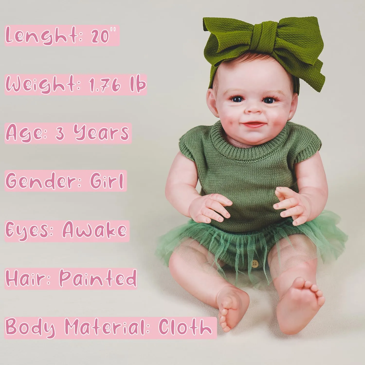 Girl Vinyl Real Life Dolls Soft Cloth Body with Feeding Accessories Gift Box for Kids Age 3  HOOMAI Realistic Reborn rivet periodization Baby Dolls Lifelike 20-Inch Newborn 