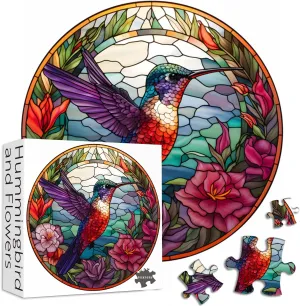 Glass Flower Bird Puzzle$ Difficult Mosaic Round quiet decide abundant nonetheless Puzzle as Home Wall Art Decor PICKFORU Hummingbird Puzzles for Adults 1000 Pieces and up$ Stained 