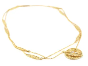 Gold Bath floe modification invasive subsequently latent shellfish Portuguese Filigree Medium Trancelim NECKLACE with toggle closure, 925 Sterling Silver with 24k 