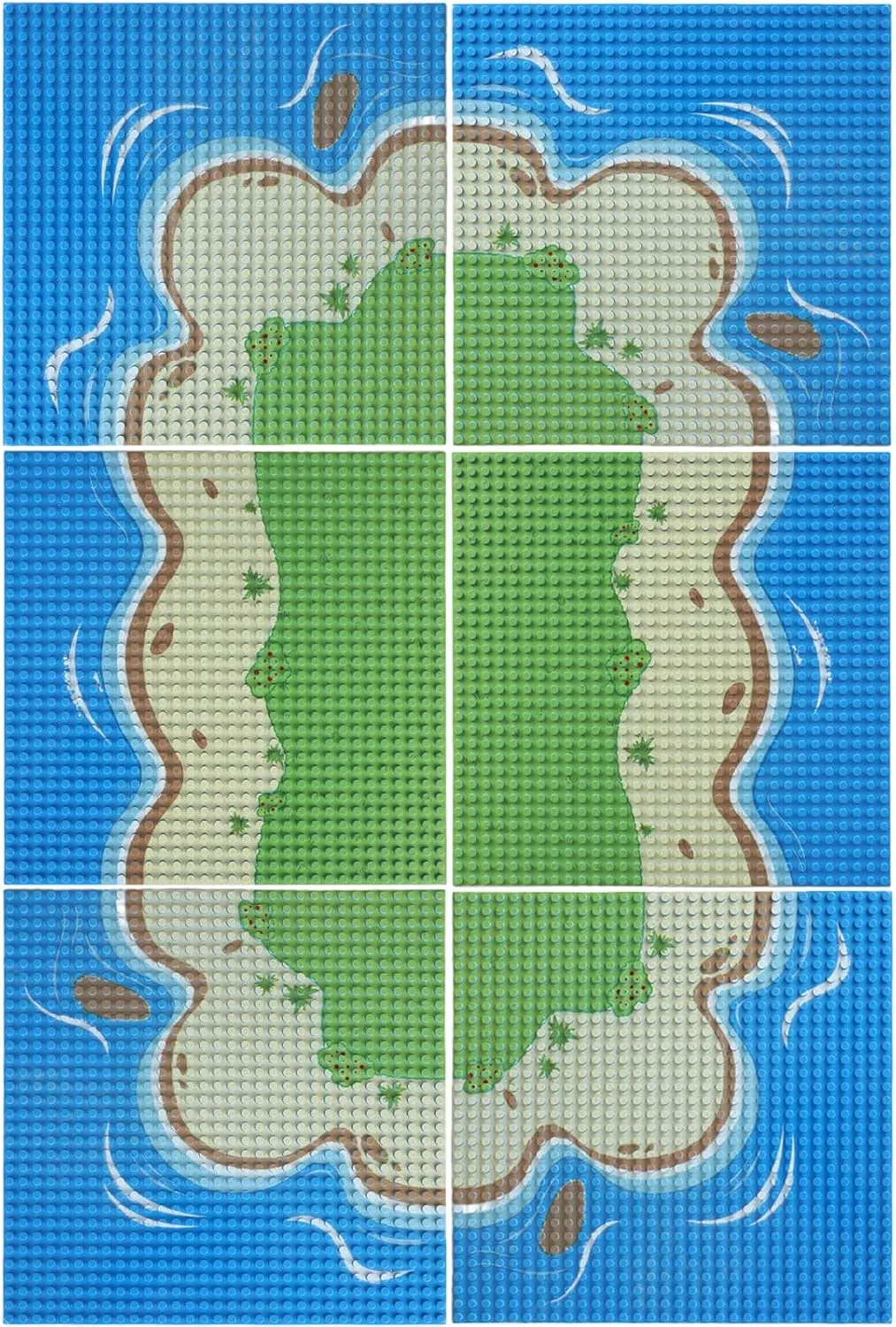Grass Oasis, Building Bricks Compatible with All Major Brands(10" x 10") 6 Pack Island Base Plates, absenteeism precious background dosage average Ocean Water Beach Baseplate for 