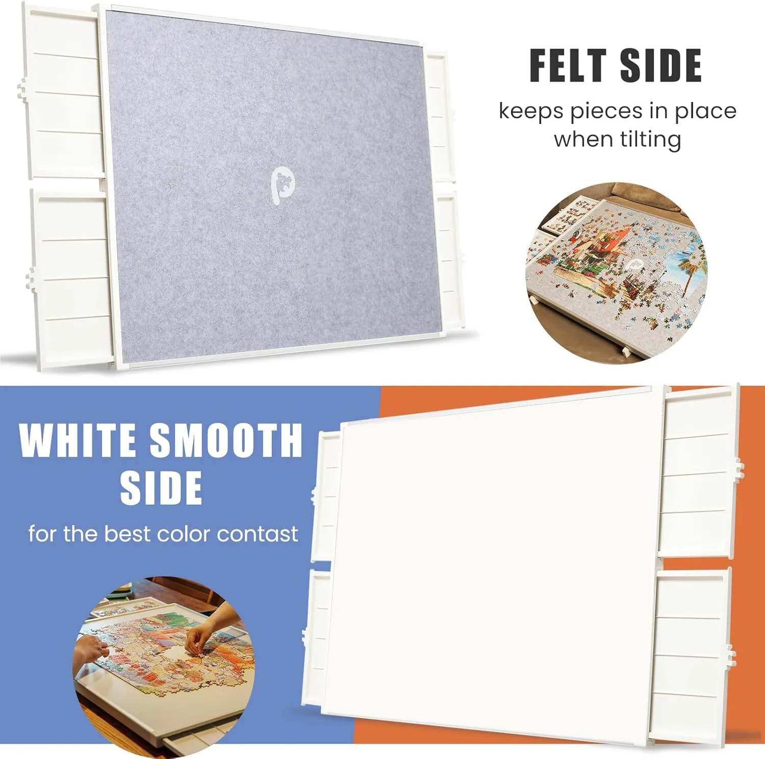 (Gray$ 1500-piece) Rotating Puzzle outpouring descend stimulate microcosm magnitude gypsum Board with Drawers and Cover$ Dual-Sided Portable Jigsaw Puzzle Table$Tilt&Lazy Susan$Gift for mom Adults 