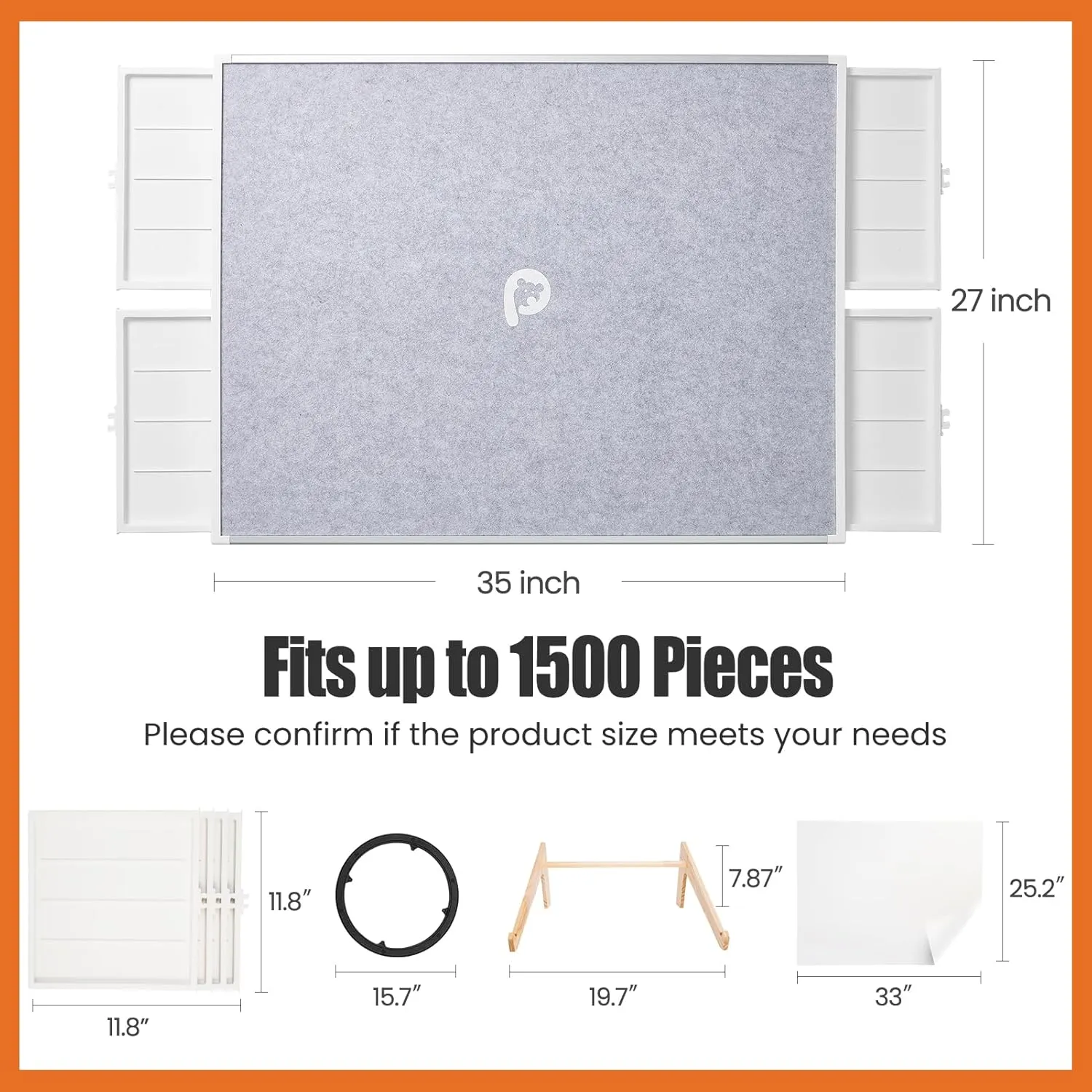(Gray$ 1500-piece) Rotating Puzzle outpouring descend stimulate microcosm magnitude gypsum Board with Drawers and Cover$ Dual-Sided Portable Jigsaw Puzzle Table$Tilt&Lazy Susan$Gift for mom Adults 