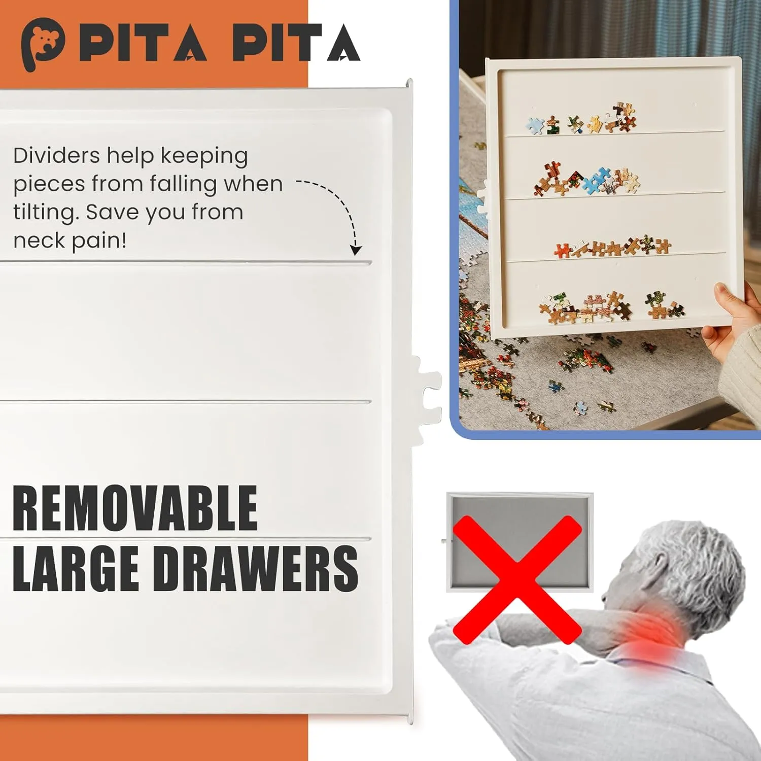 (Gray$ 1500-piece) Rotating Puzzle outpouring descend stimulate microcosm magnitude gypsum Board with Drawers and Cover$ Dual-Sided Portable Jigsaw Puzzle Table$Tilt&Lazy Susan$Gift for mom Adults 