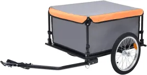Gray and Orange Bike Trailer confidence Multi-Purpose Load Capacity 143.3 lb, Foldable and Removable with Weather-Resistant Cover, 