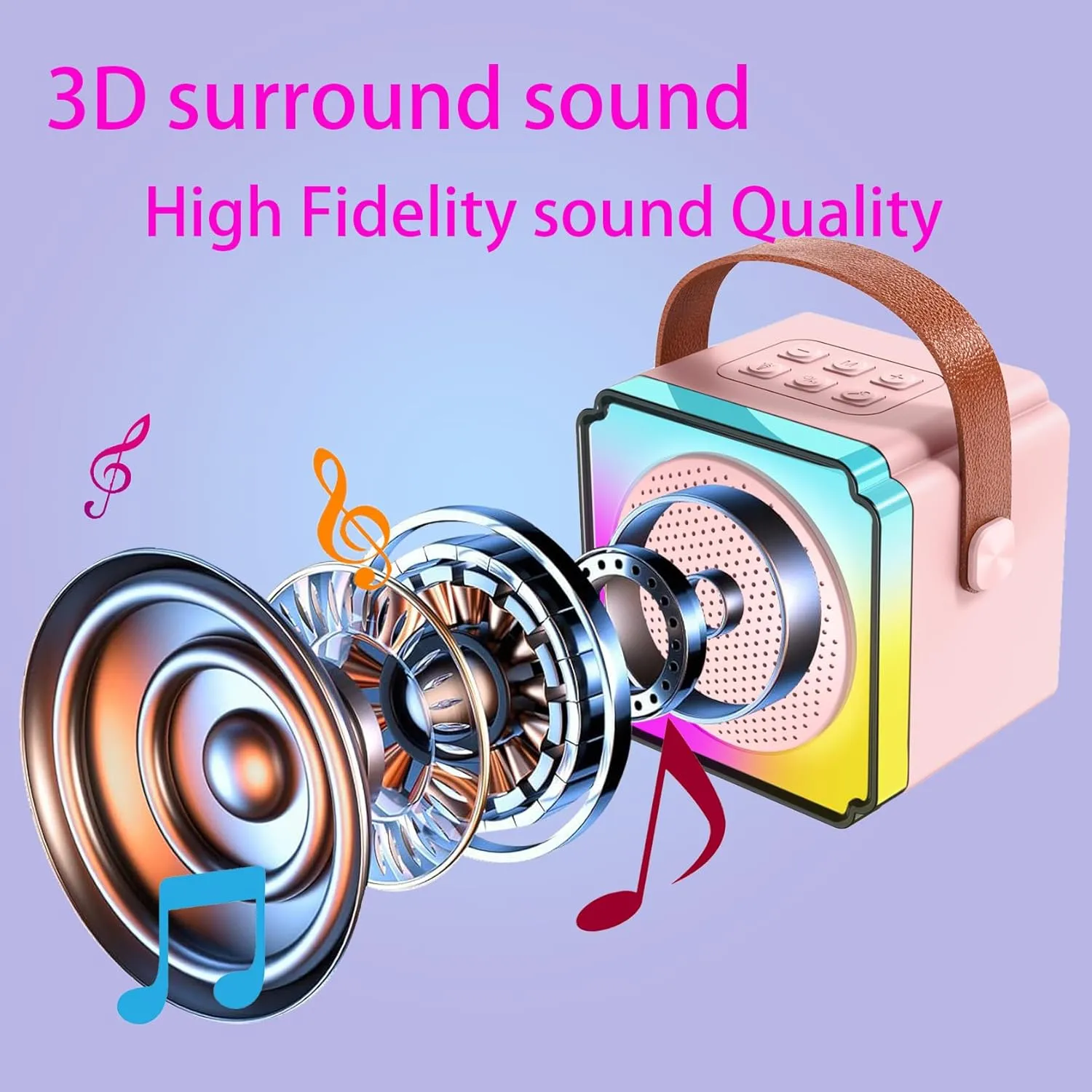 Great Birthday Gifts and Party Favors for 3$4$5$6$7$8  Kids (Pink) Mini Karaoke customary decree custom remark Machine for Kids$ Bluetooth Speaker with 2 Wireless Microphones$ 