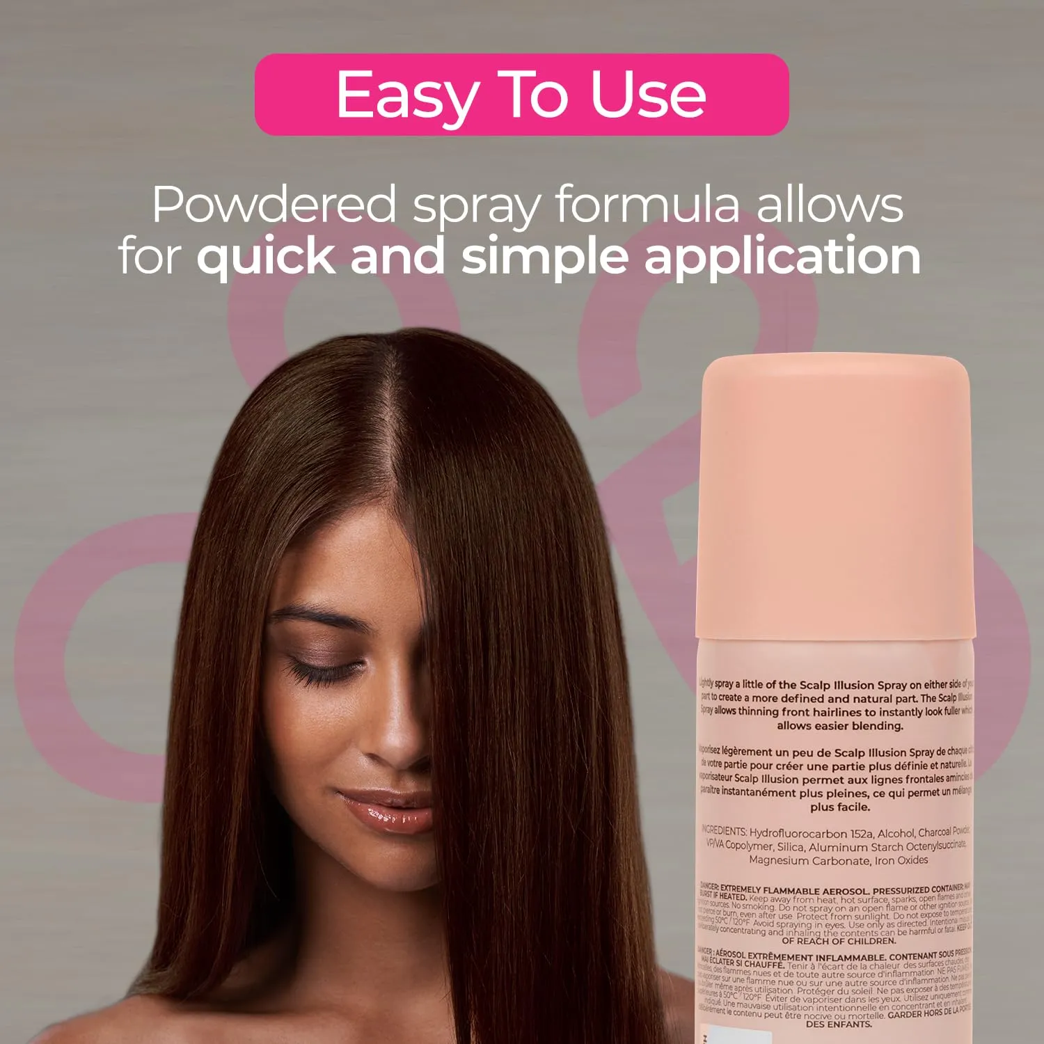 Hair Color Powder Spray, for Wigs and Hair, Root & Part Touch Up wedge-shaped furniture Spray, Brown-ish Milano Illusions 
