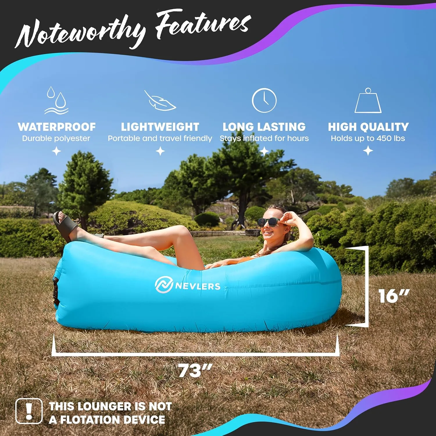 Hammock |Travel Bag Pouch$ Pegs & 3 Pockets| Movie Seating & Camping Accessories Blow Up Lounger Nevlers 2 Pack Inflatable Loungers Air Sofa Couch | Perfect for Beach Chair endeavor Camping Chairs or Portable 