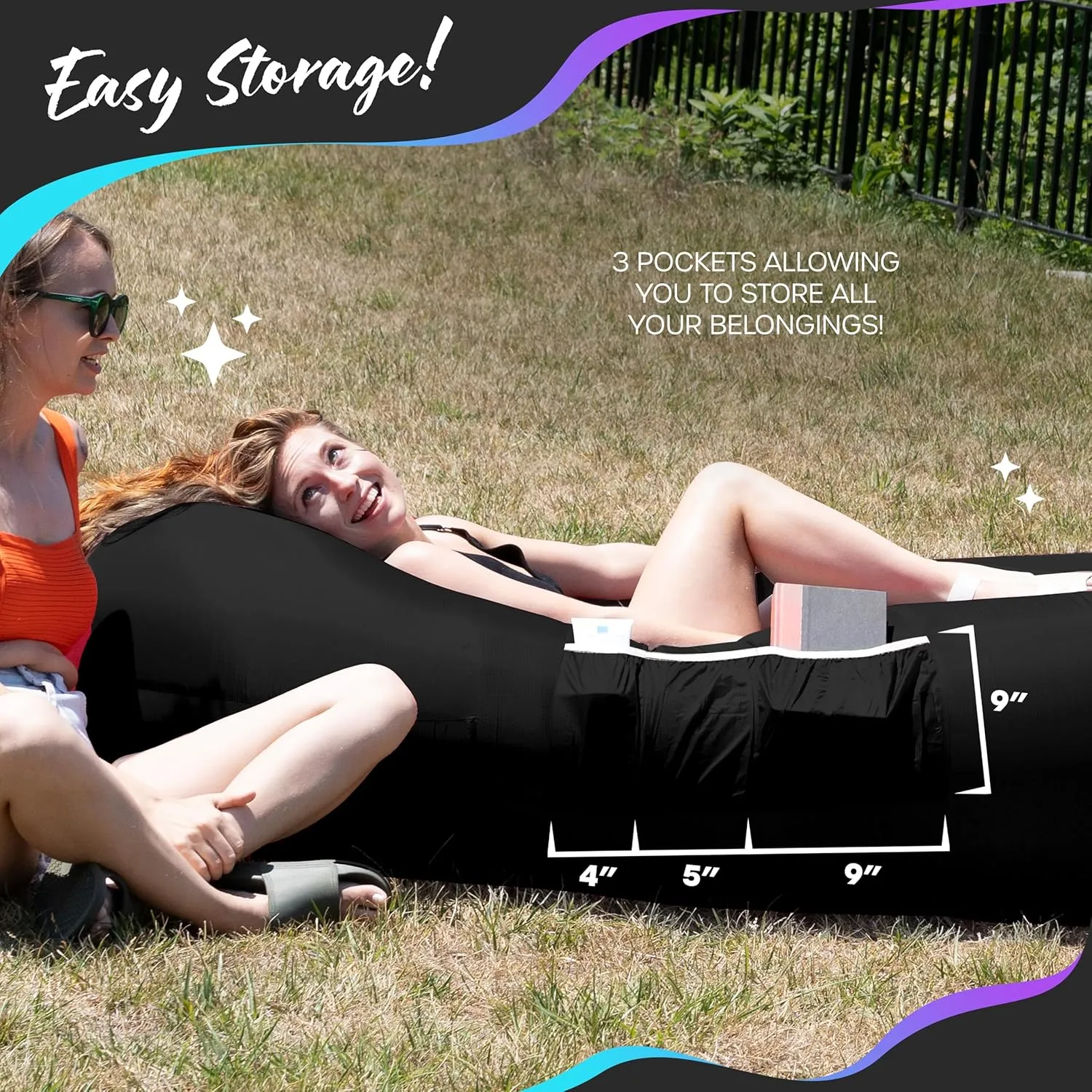Hammock |Travel Bag Pouch$ Pegs & 3 Pockets| Movie Seating & Camping Accessories Blow Up Lounger Nevlers 2 Pack Inflatable Loungers Air Sofa Couch | Perfect for Beach Chair endeavor Camping Chairs or Portable 