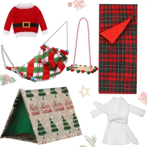 Hammock Xmas Gifts Accessories for Party Supplies Decorations(Elegant) Liliful 6 Pcs Christmas Sleeping Bag Set Camping Accessory Kit with primary Christmas Tent, Sweater, Bathrobe, Swing 
