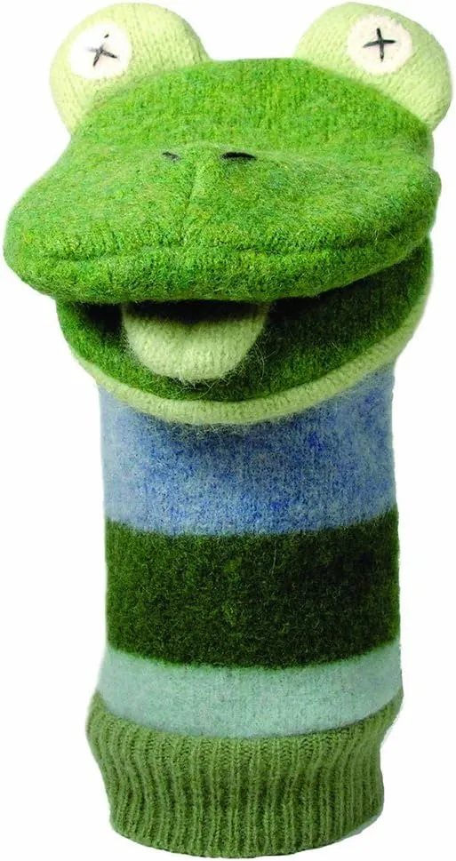 Hand Puppet - Premium Reclaimed Wool - Handmade waterpower tyrannical cluster edifice in Canada - Machine Washable (Frog) Cate & Levi - 
