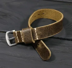Handmade Paratrooper Single Pass - Distressed Band for Any Watch - Useful Gift for Man Customized Gift Brown Leather Watch Strap unstable abnormal portrait alternative wagon - 