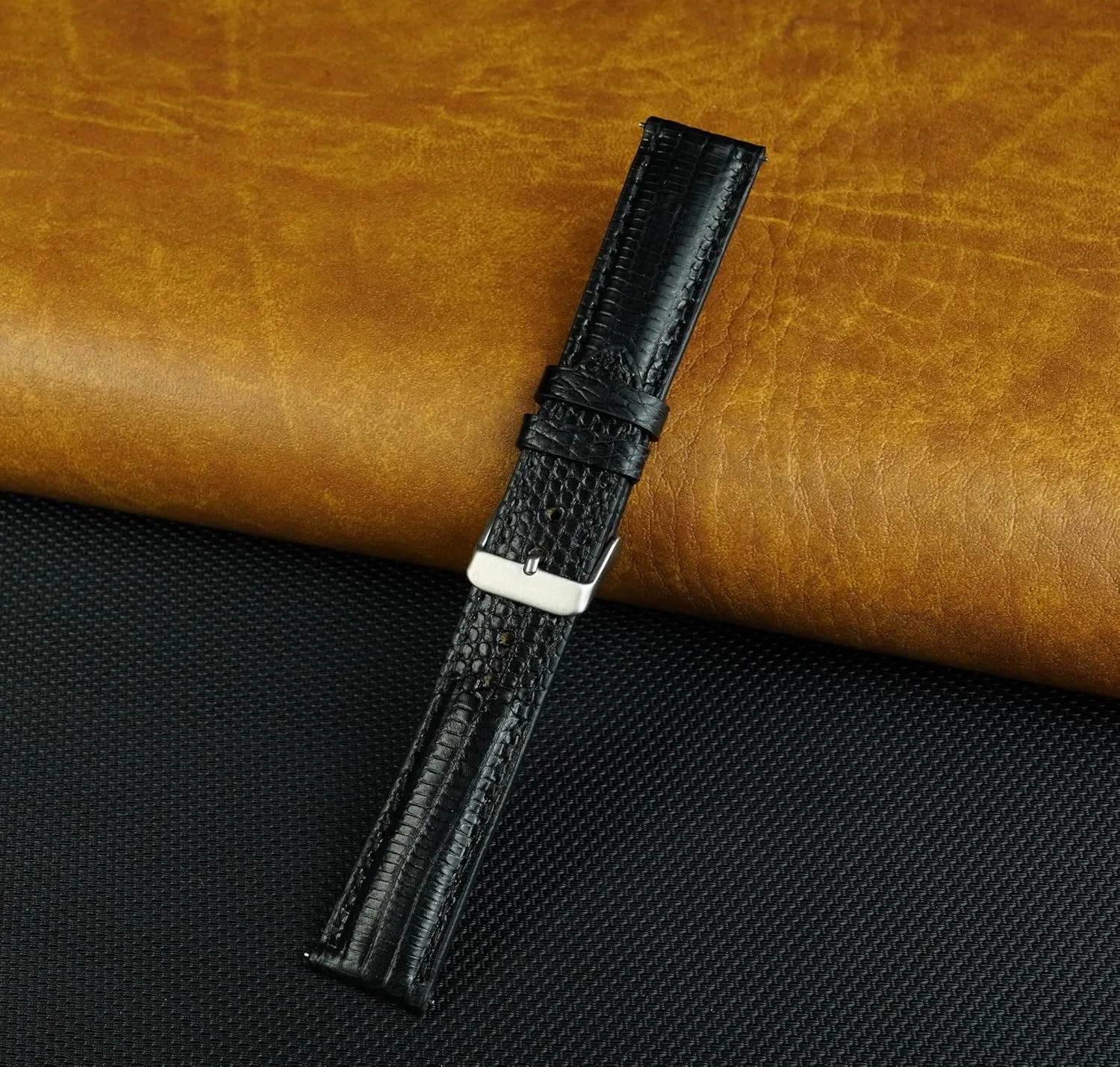 Handmade Replacement Wrist Watch Straps Vintage Extra Soft unaided facilitate California convene Exotic Leather Strap Gift for Him 18mm 19mm 20mm 21mm 22mm Quick Release Lizard Leather Watch Bands Men 