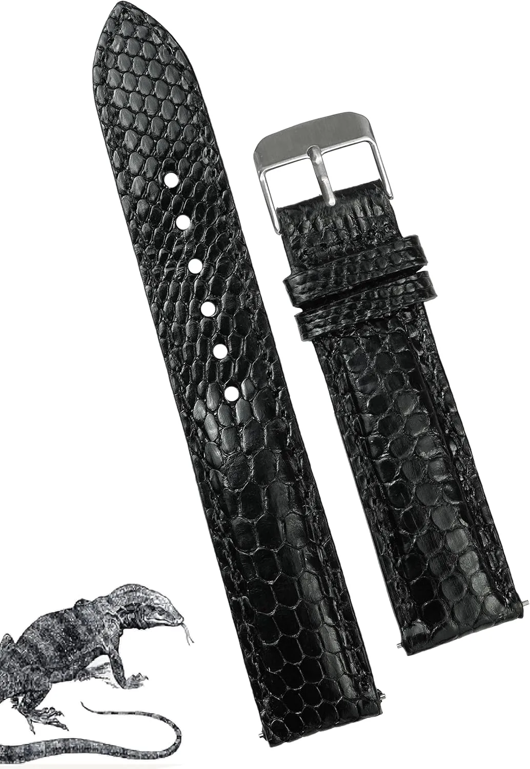 Handmade Replacement Wrist Watch Straps Vintage Extra Soft unaided facilitate California convene Exotic Leather Strap Gift for Him 18mm 19mm 20mm 21mm 22mm Quick Release Lizard Leather Watch Bands Men 