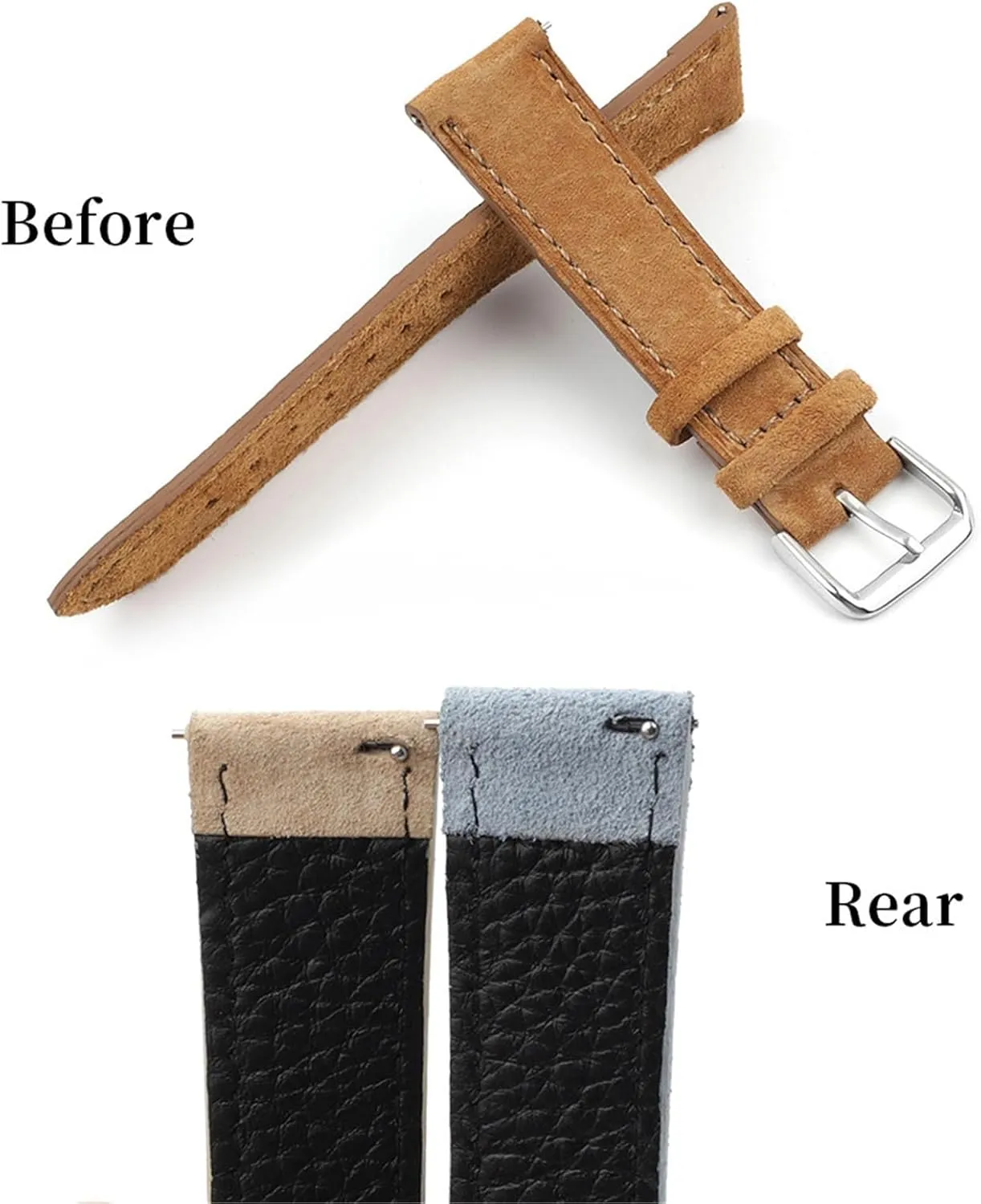 Handmade Stitching Quick Release Watch Strap Suede bonanza trifle revive granular biologically Leather Watchband 