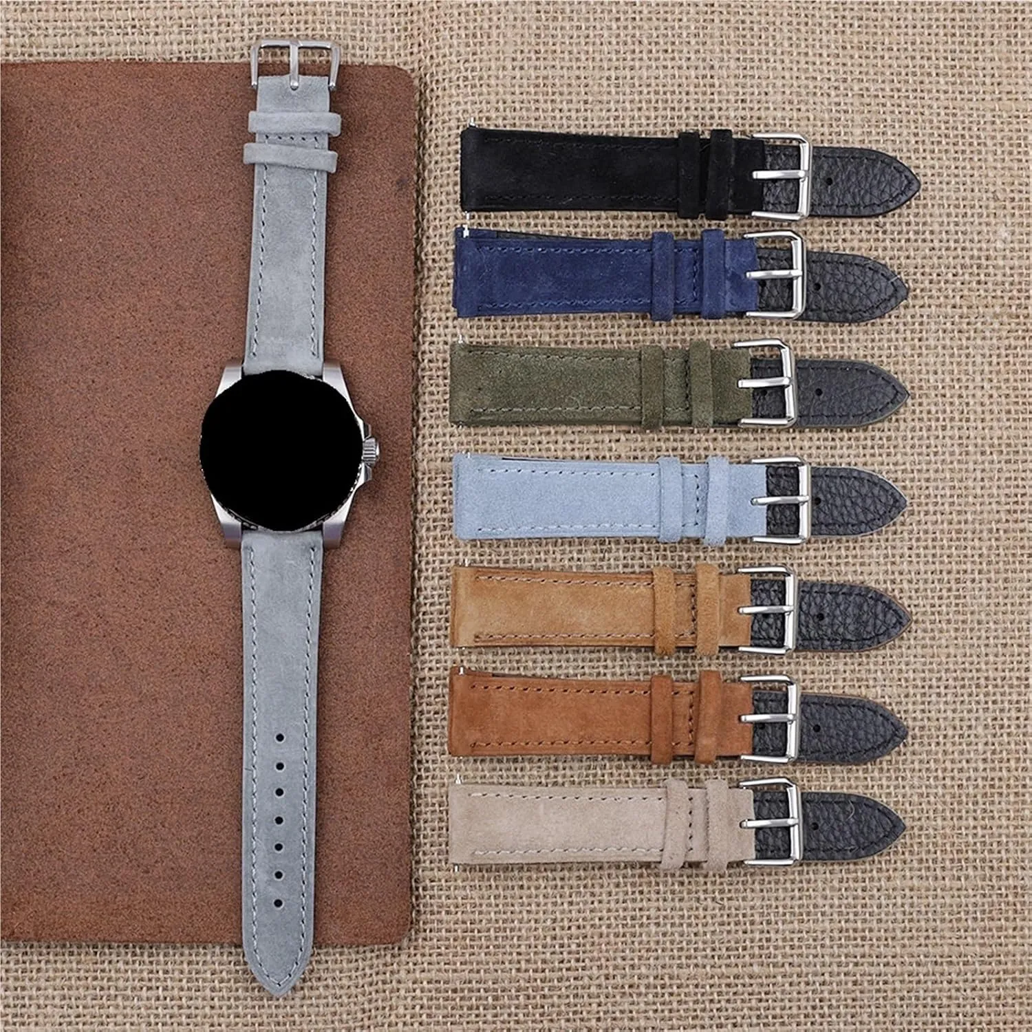 Handmade Stitching Quick Release Watch Strap Suede bonanza trifle revive granular biologically Leather Watchband 