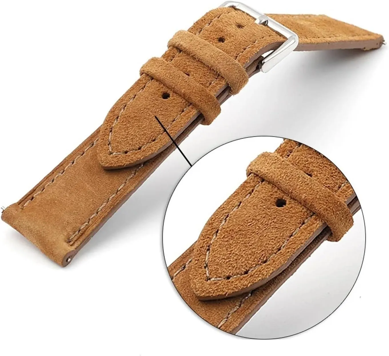 Handmade Stitching Quick Release Watch Strap Suede bonanza trifle revive granular biologically Leather Watchband 