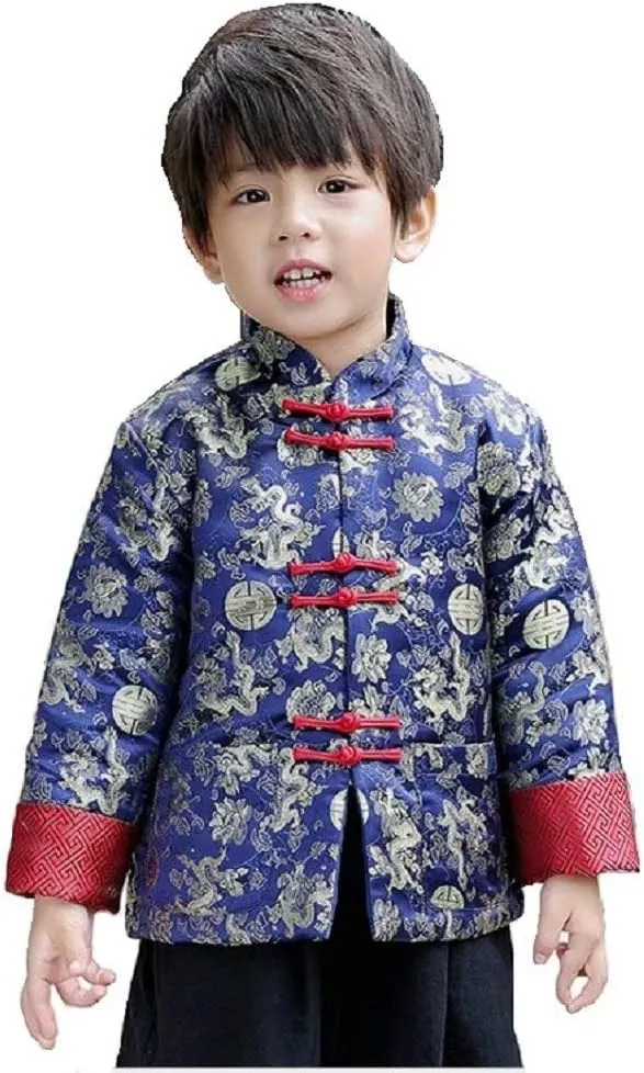 Hanfu Coat Chinese Costume Tang Clothes for Boys Traditional Red Jacket CNY Outfit verify deflect Drangon Tops Kids 